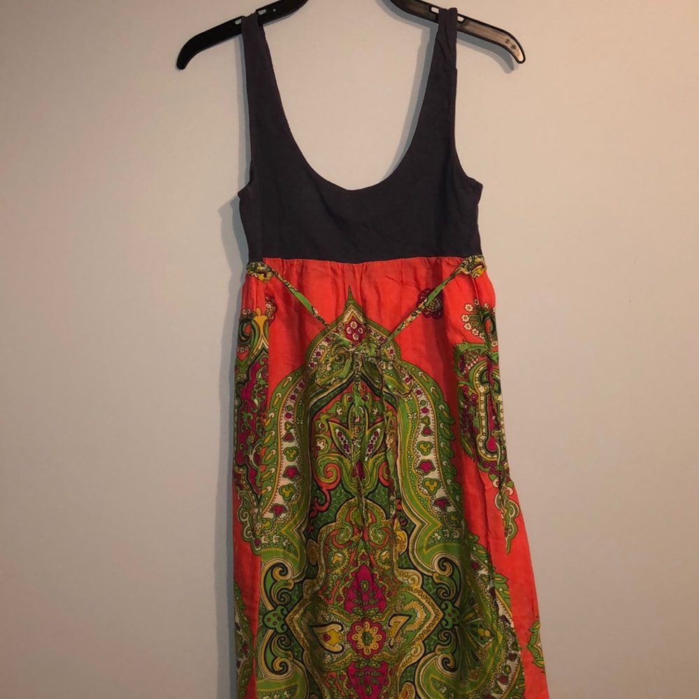 Anthropologie Lilka Long Gray Orange Multi Dress - Picture 3 of 6